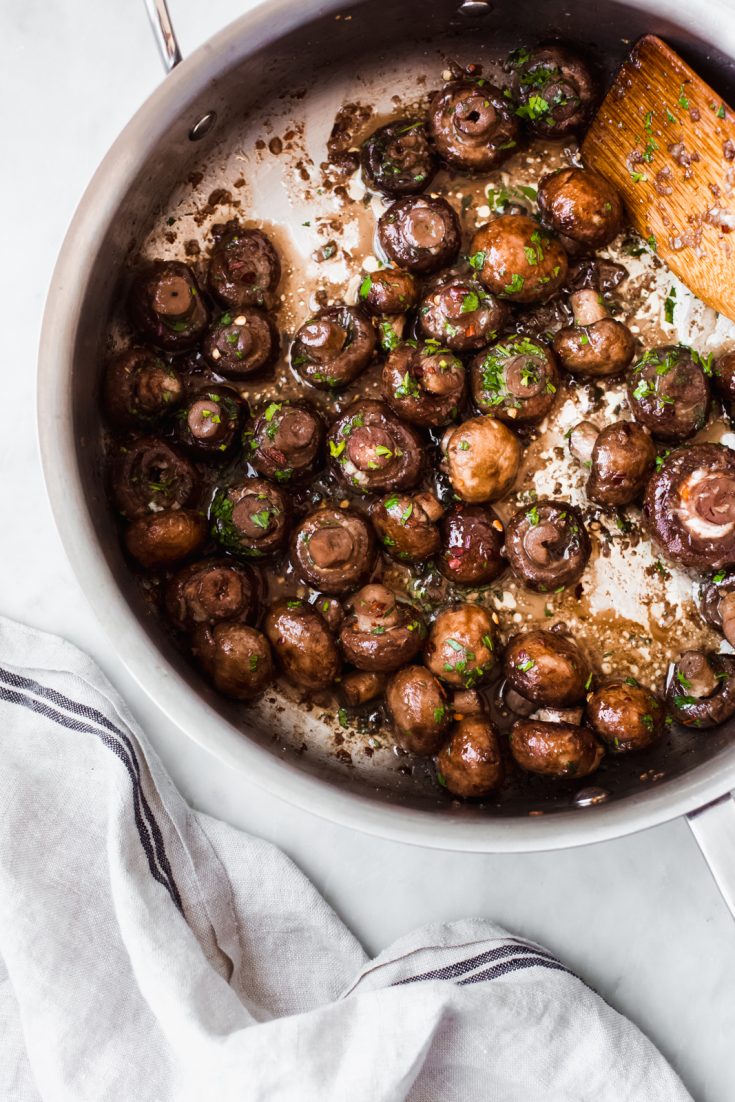 Deliciously sautéed mushrooms on a plate